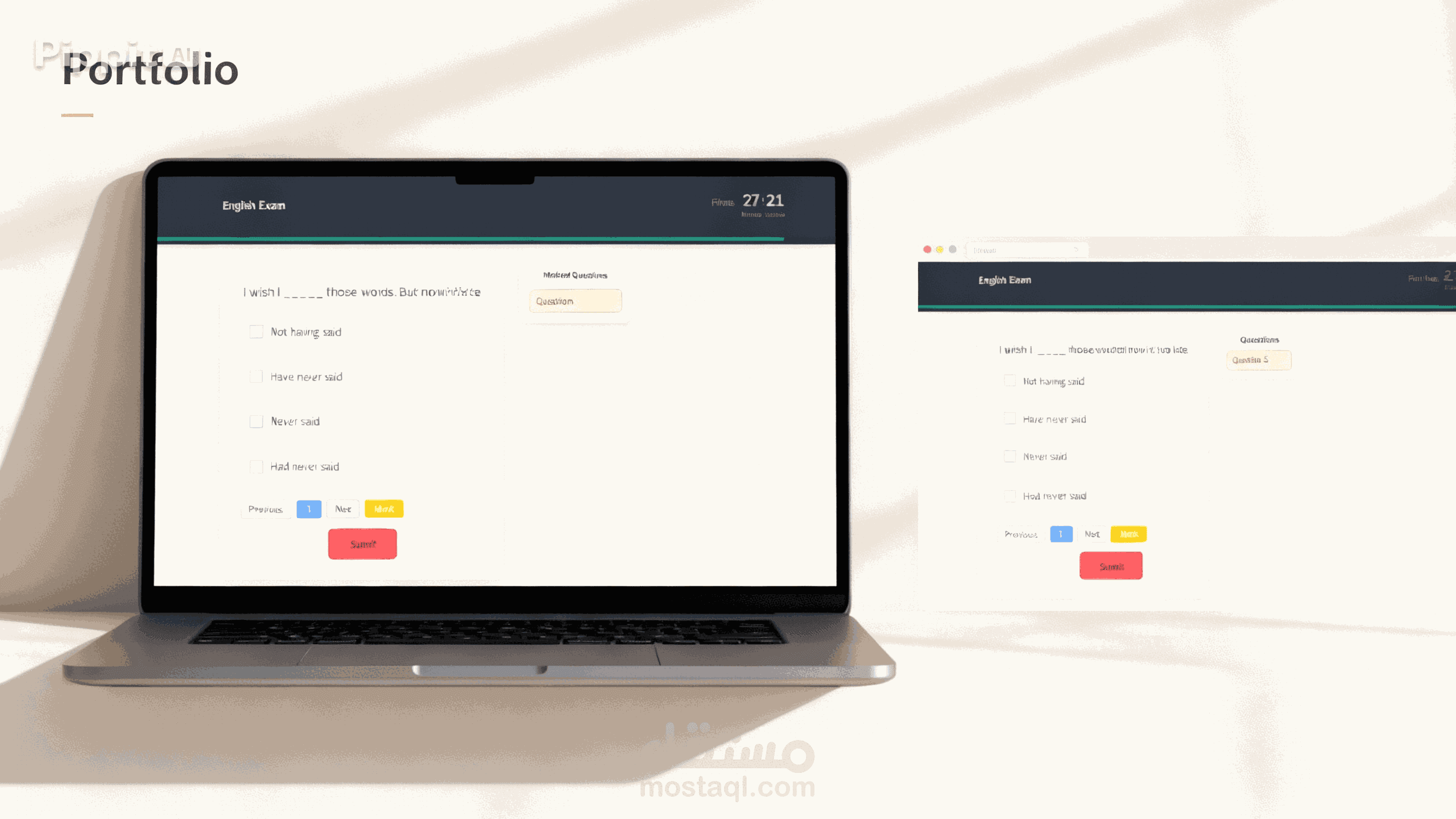 A simple web-based English exam system built with HTML, CSS, and JavaScript