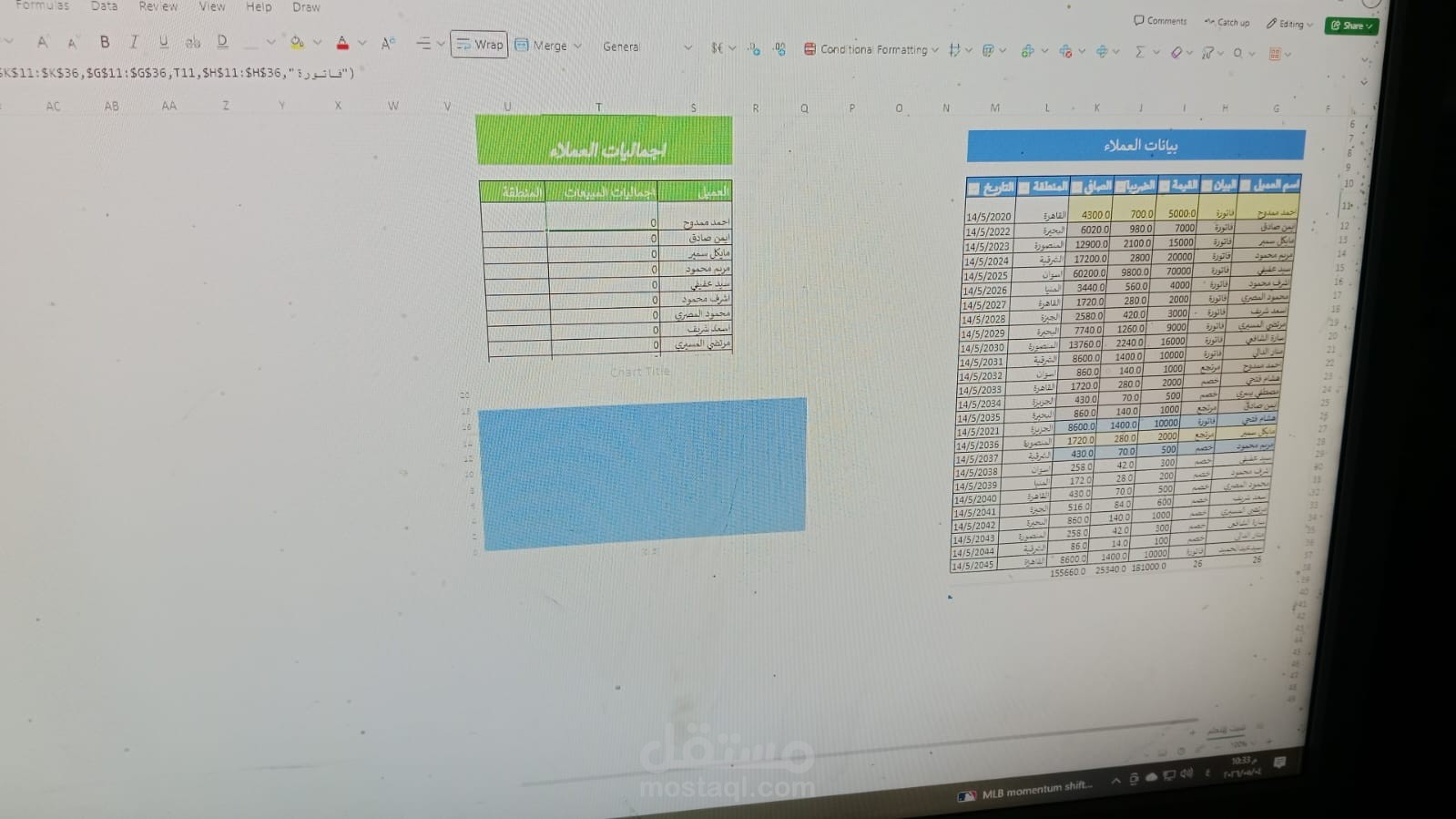 صميم لوحة تحكم لعرض إجماليات العملاء وتحليل البيانات باستخدام Excel