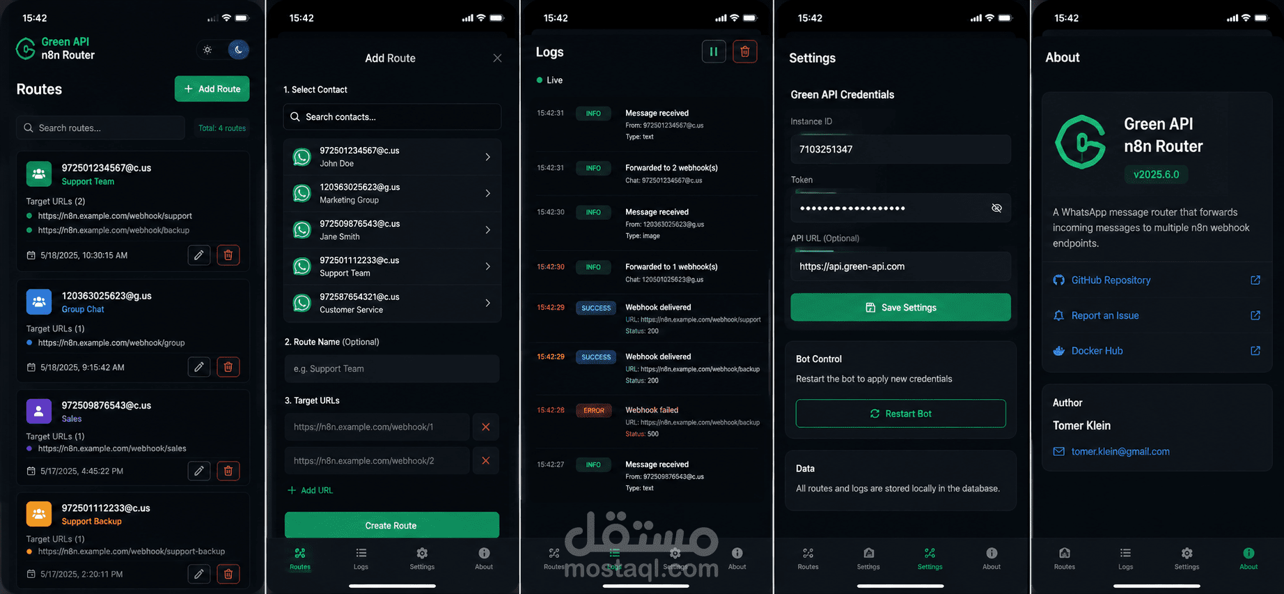 نظام توجيه رسائل واتساب باستخدام Green API و n8n