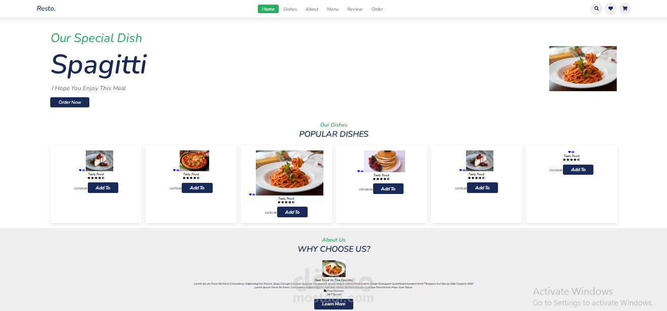 Restaurant Landing Page UI/UX