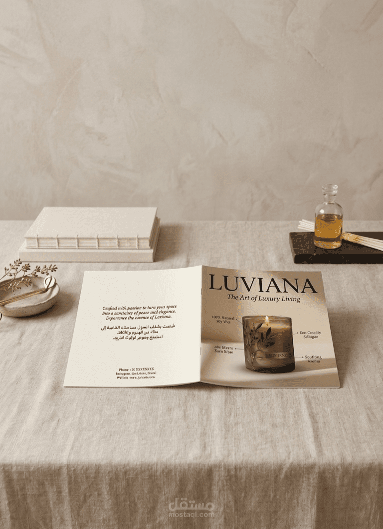 تصميم الهوية البصرية والكتالوج التسويقي لعلامة "Luviana" التجارية