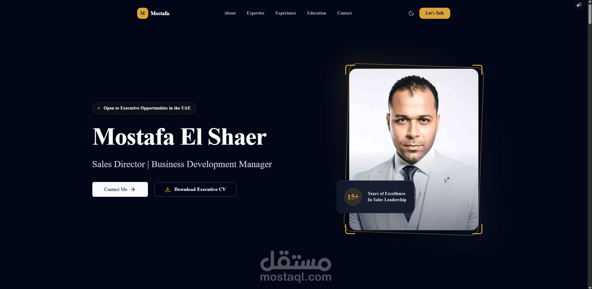 موقع سيرة ذاتية احترافي لمدير مبيعات وتطوير أعمال