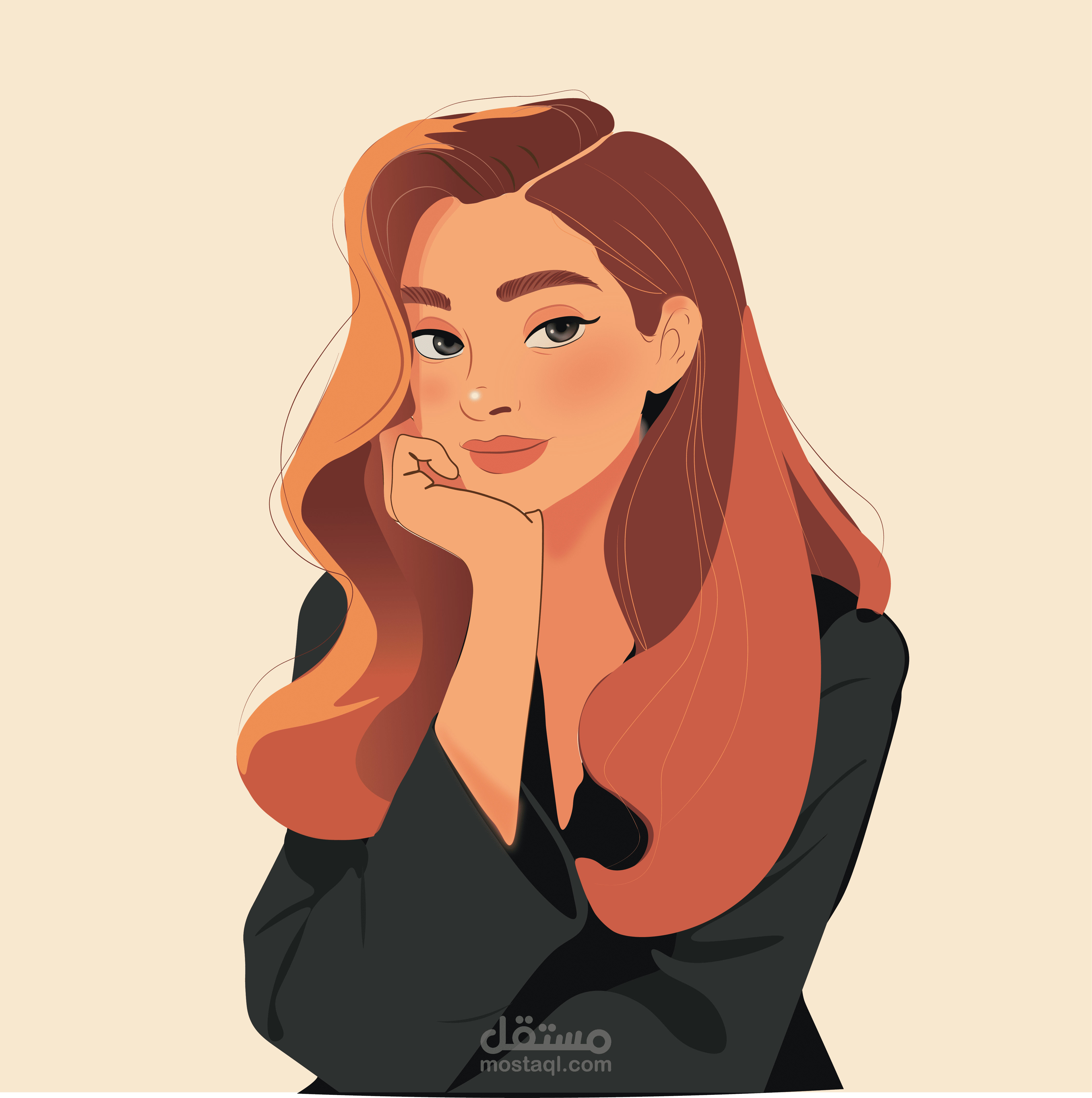 رسم بورتريه رقمي بأسلوب كرتوني عصري
