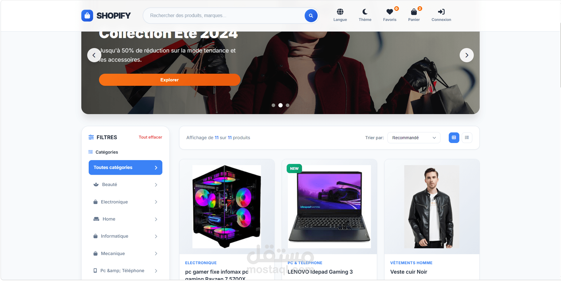 منصة تجارة إلكترونية متكاملة (E-commerce Web Application)