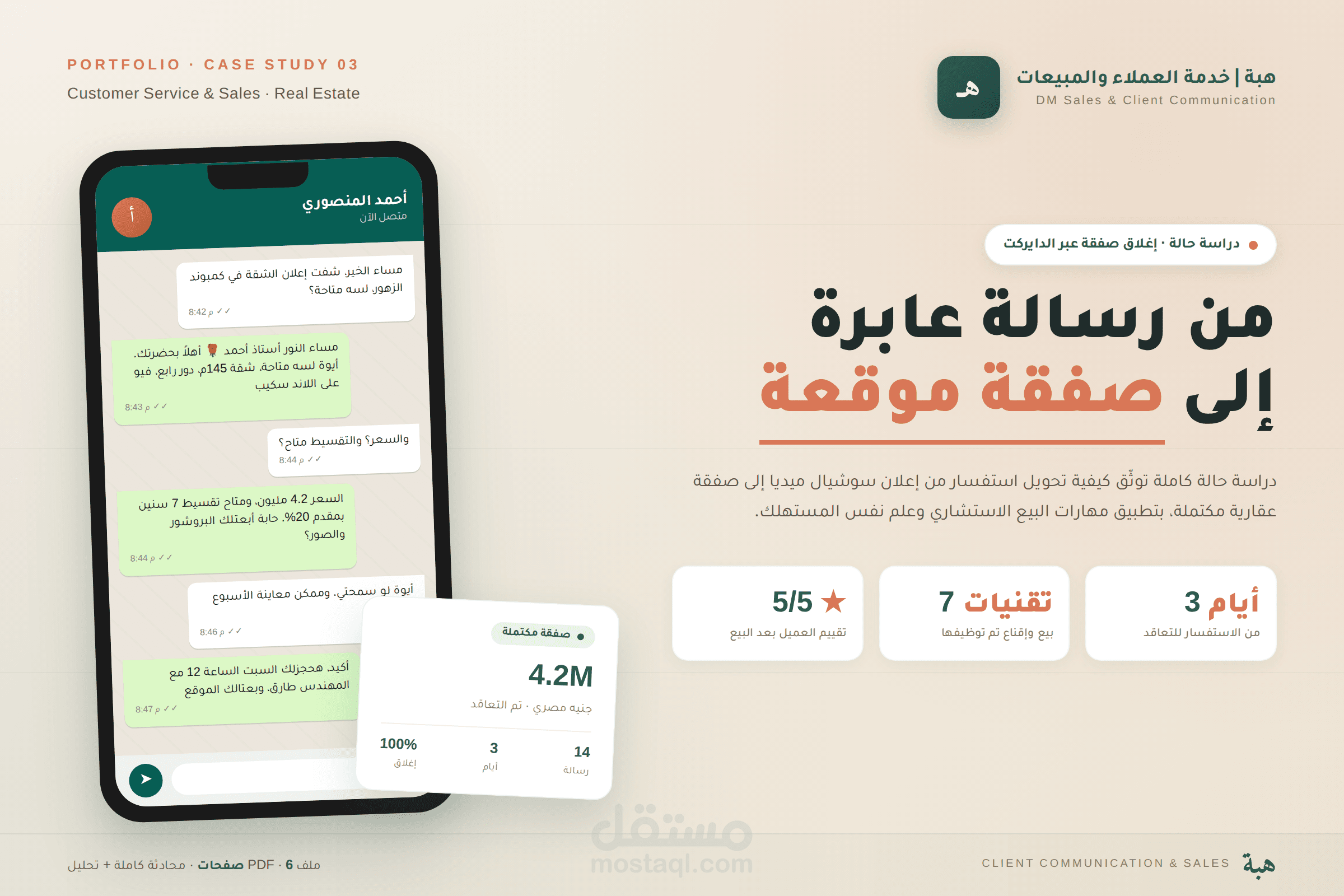 خدمة العملاء والمبيعات - دراسة حالة: إغلاق صفقة عقارية بـ 4.2 مليون جنيه عبر الدايركت