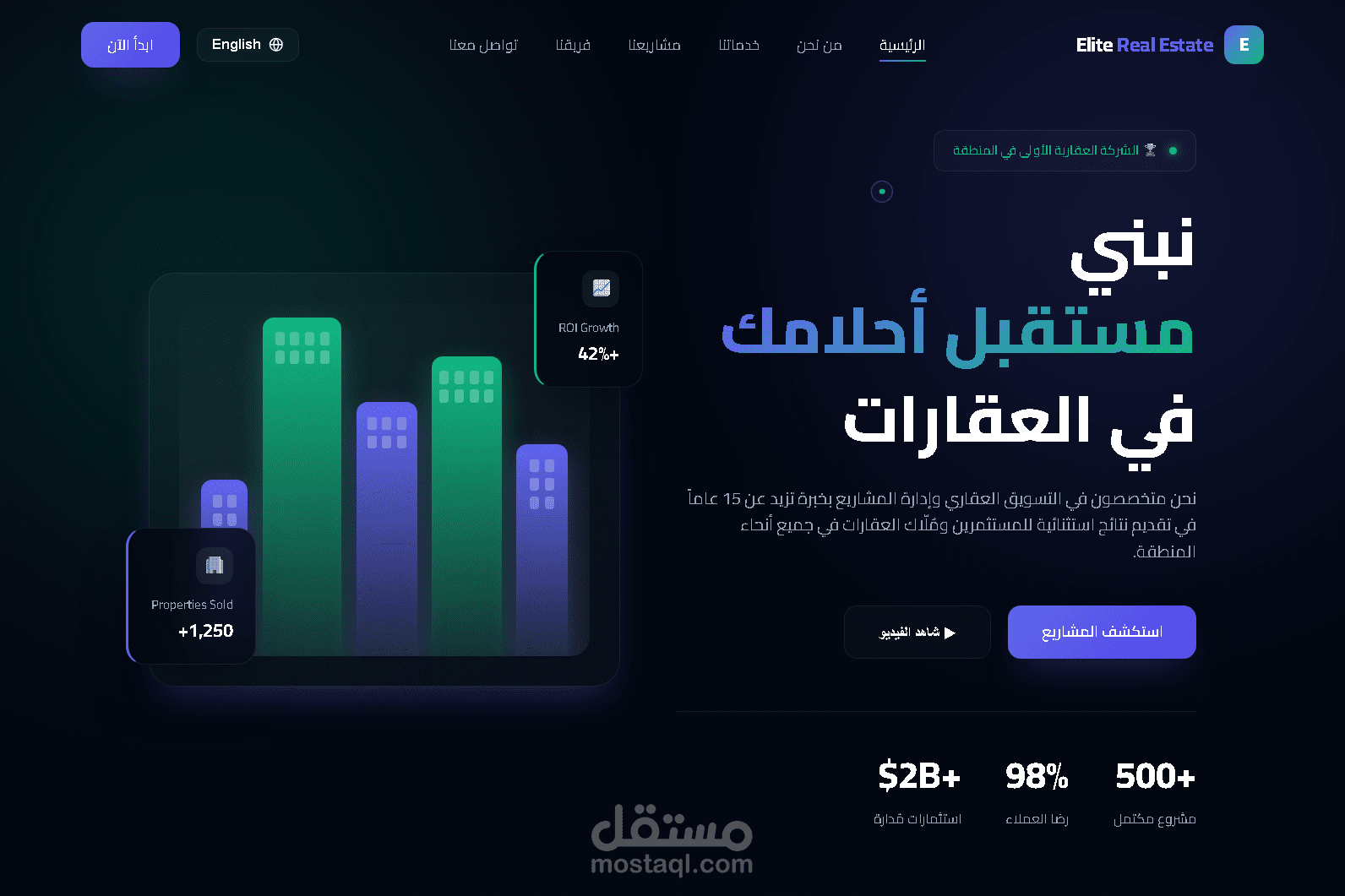 موقع عقاري احترافي بواجهة ثنائية اللغة