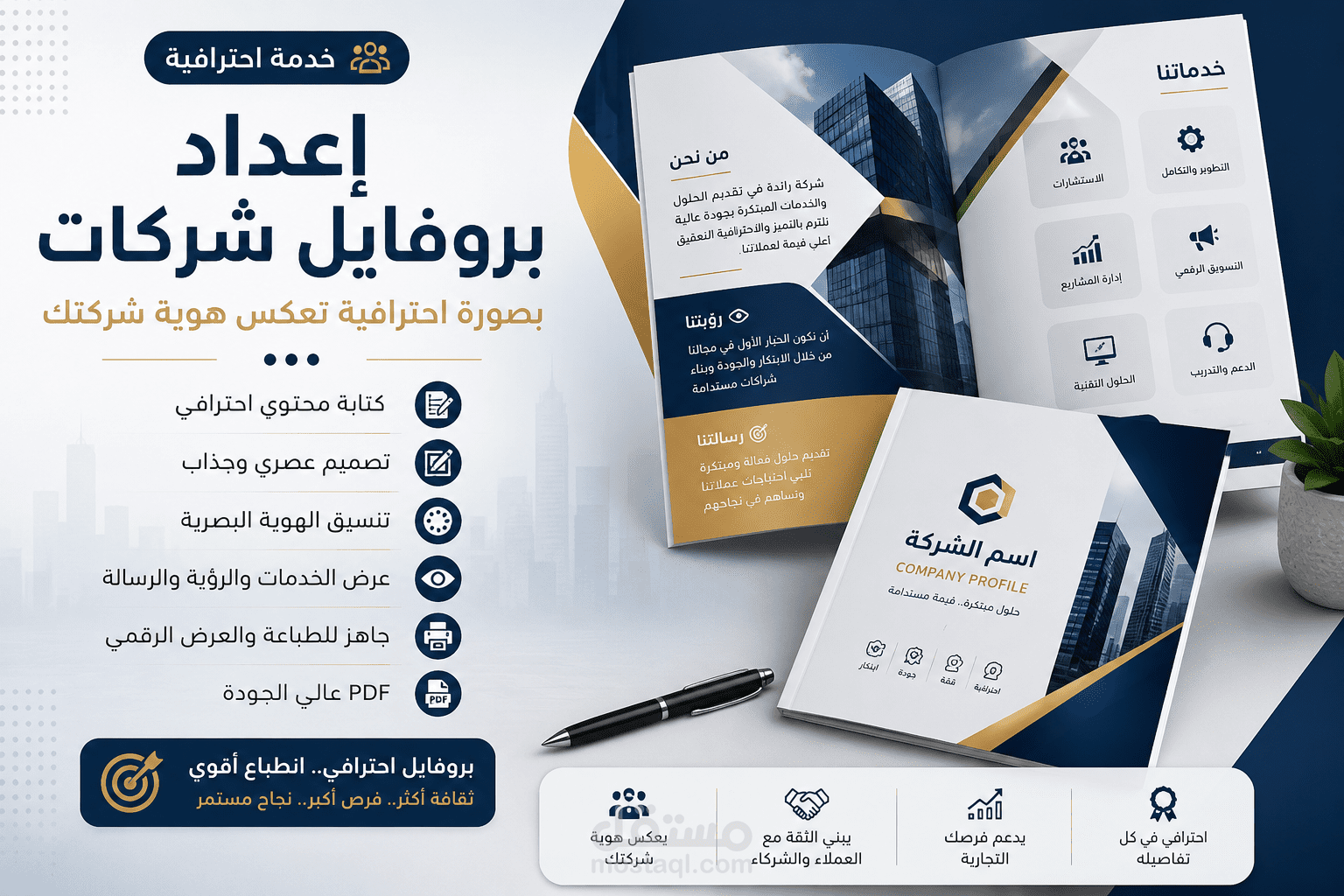 إعداد وتصميم بروفايل شركات احترافي