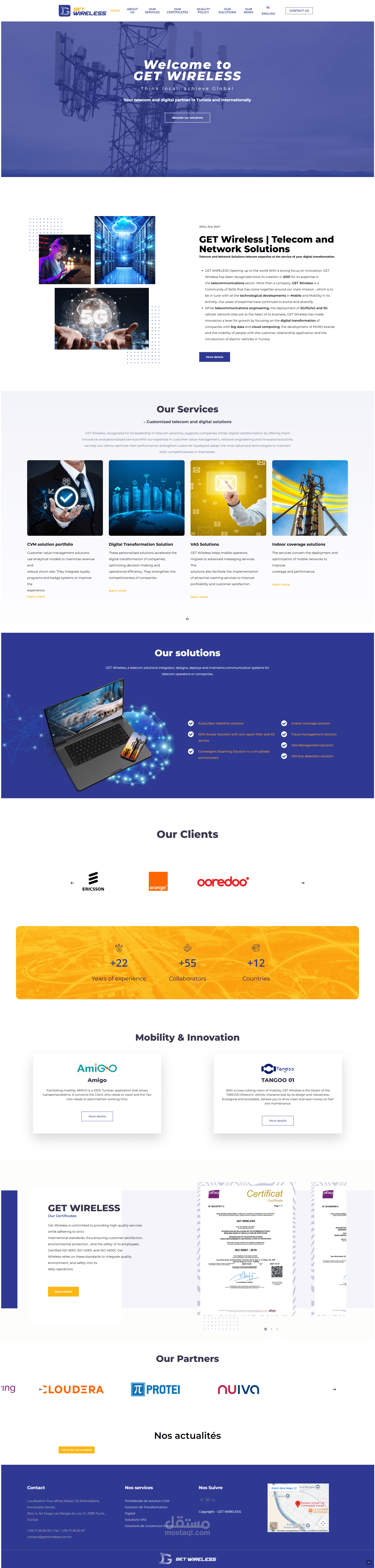 تطوير موقع مؤسسي متكامل لشركة GET WIRELESS
