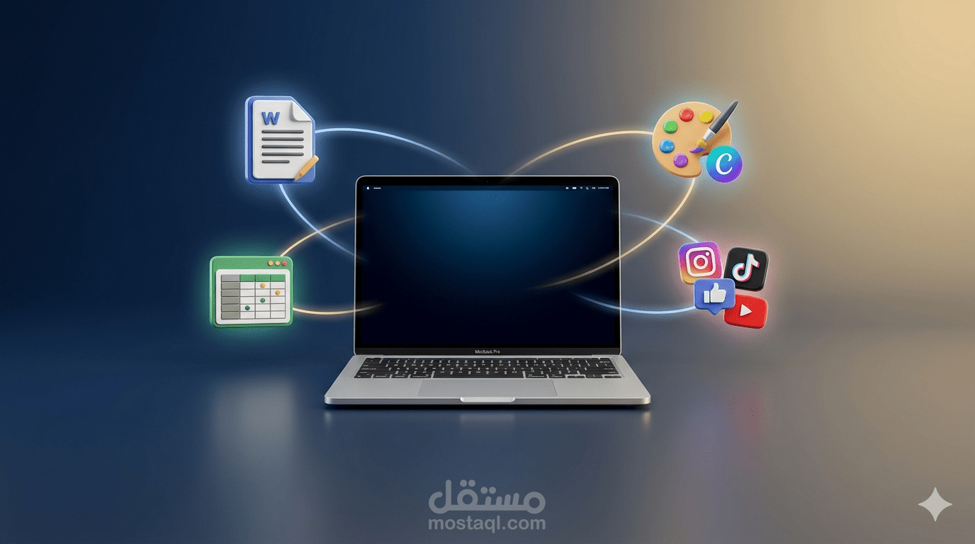 حقيبتي الإدارية التفاعلية [نماذج حية]: مستندات Word & Docs، جداول Excel & Sheets، تصاميم كانفا، ومنشورات السوشيال ميديا