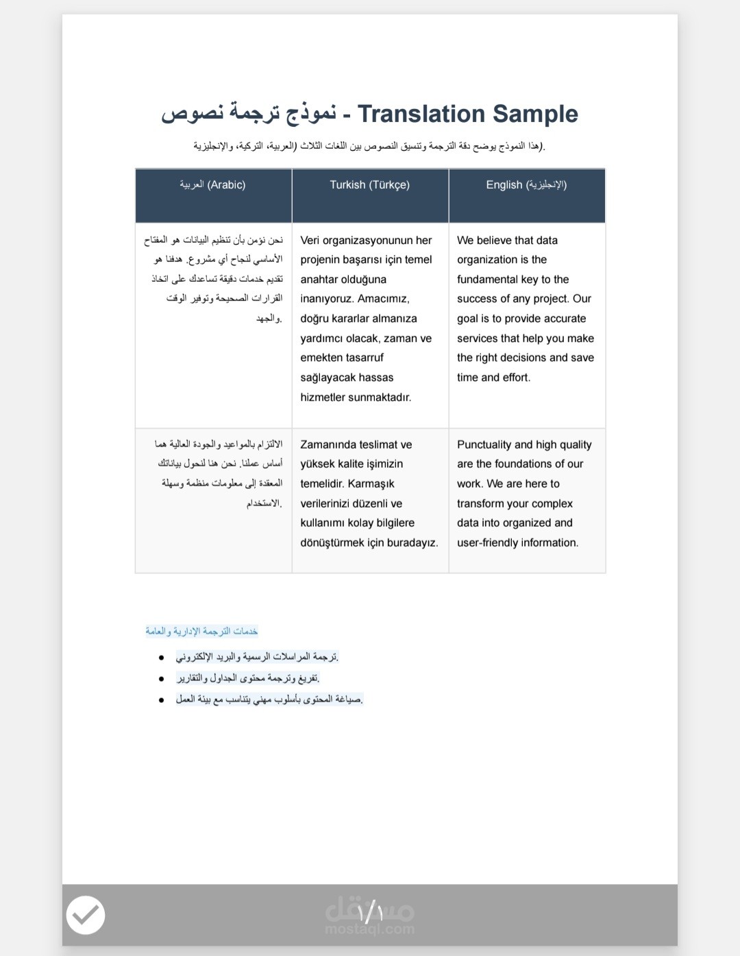 نموذج ترجمة وتنسيق محتوى (عربي - تركي - إنجليزي)