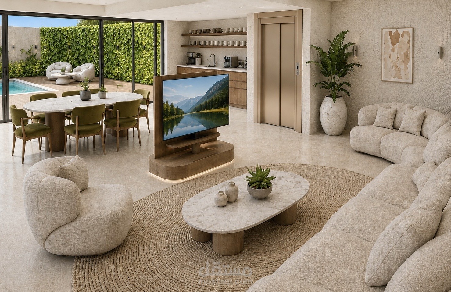دراسة توزيع فراغي وتصميم داخلي لدور كامل