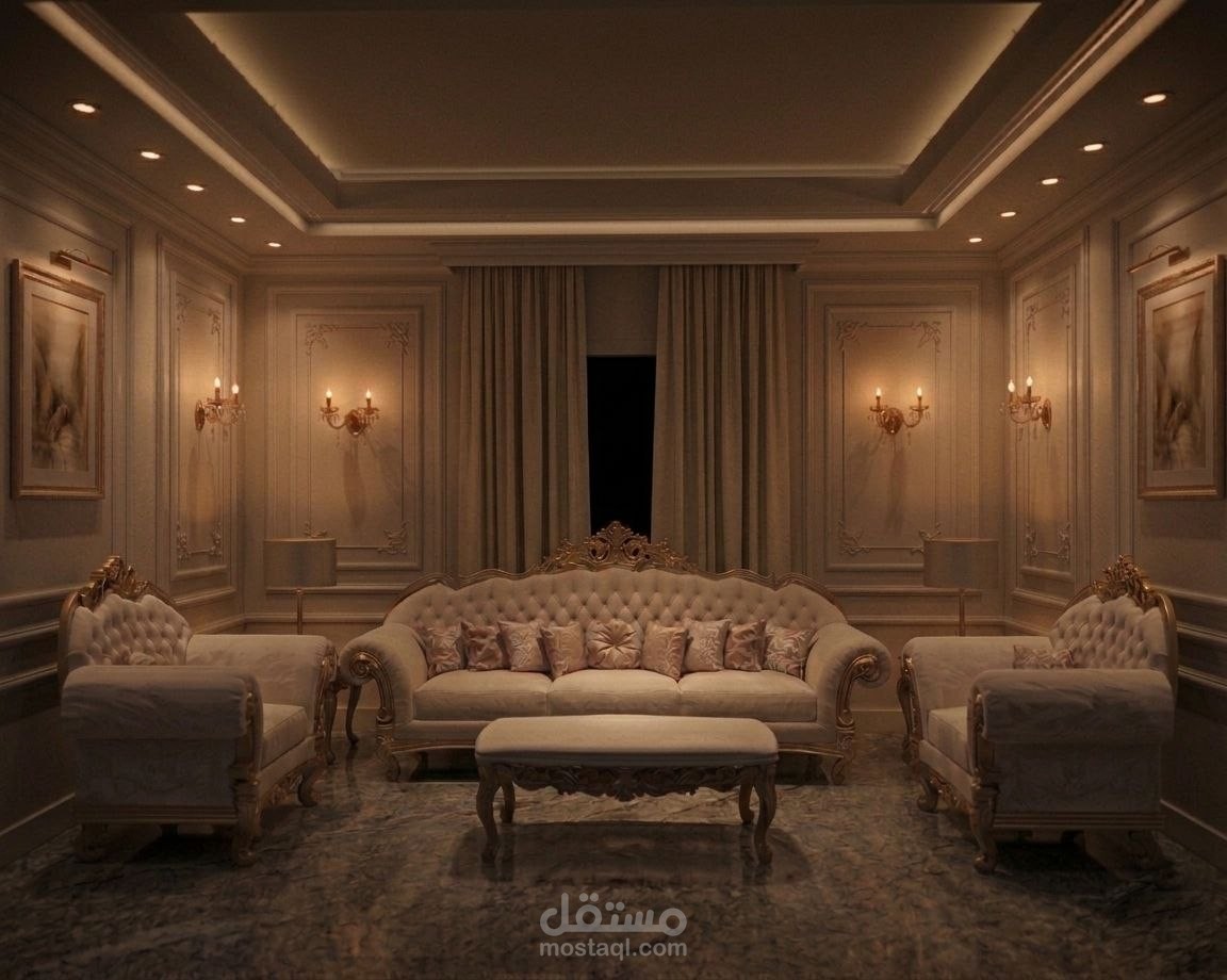 غرف جلوس وغرفة الضيوف وتصميم فيلا خارجية