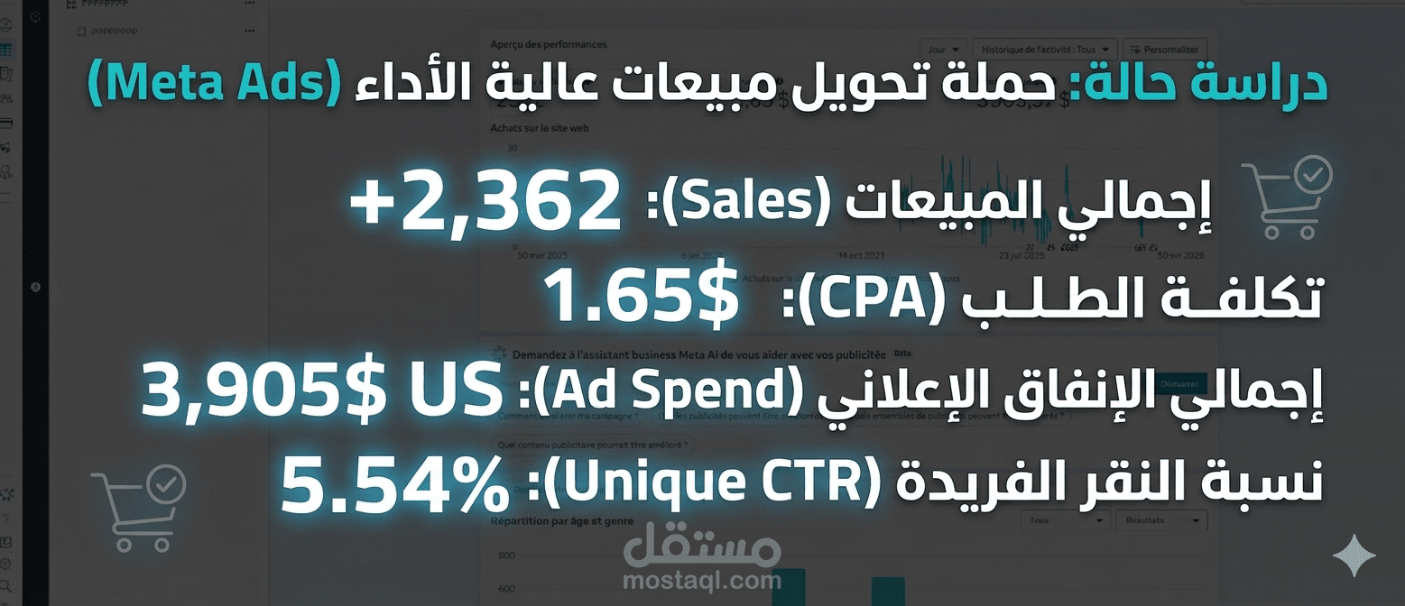 تحقيق 2,300+ عملية شراء بتكلفة 1.65$ عبر منصات Meta