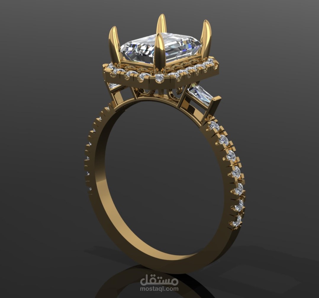 خاتم هالو Emerald لأصحاب الفخامة - تصميم CAD ملكي جاهز للتنفيذ