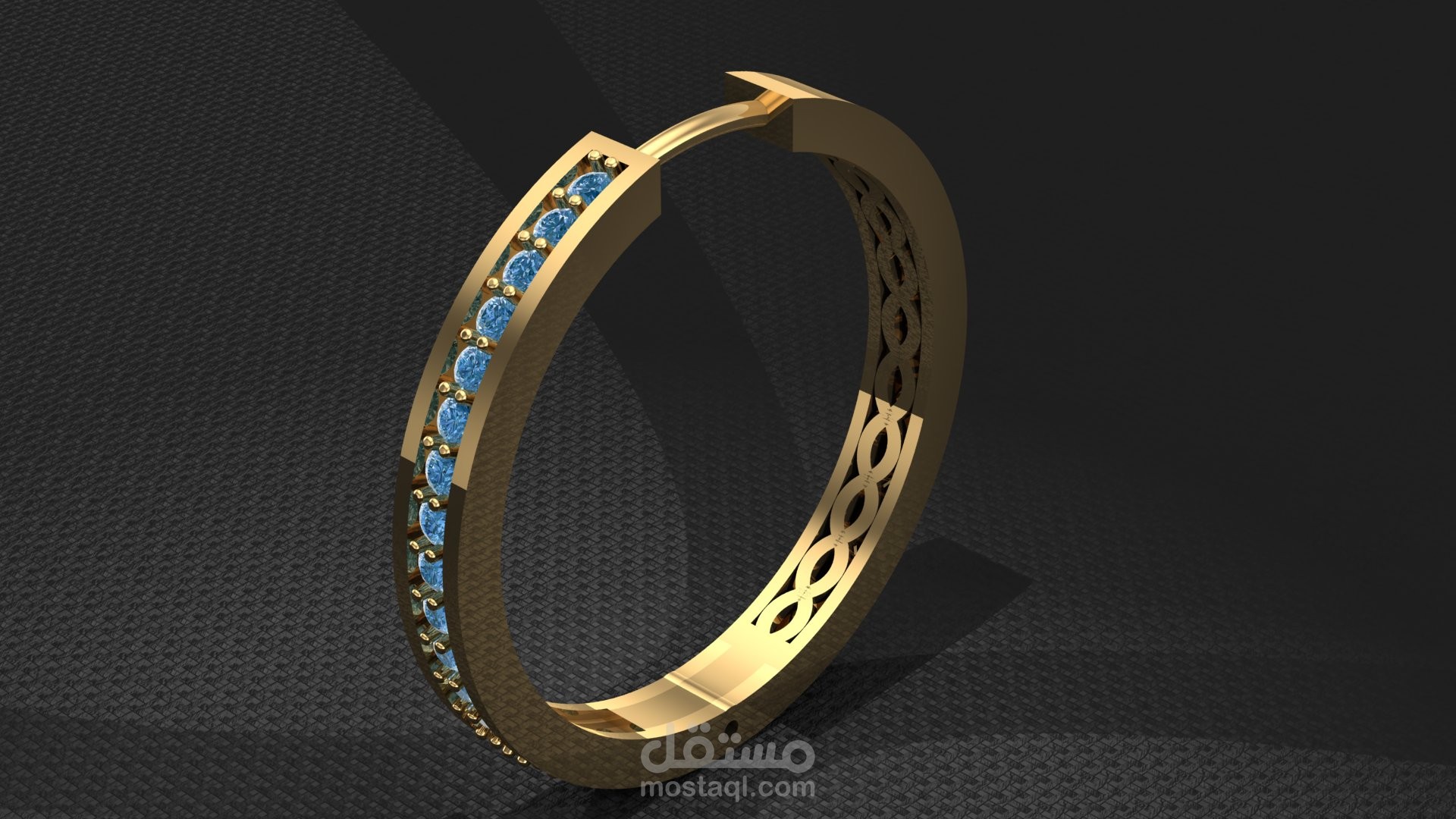 حلق Open Hoop ألماس بتفريغ عربي - تصميم CAD فاخر للبراندات