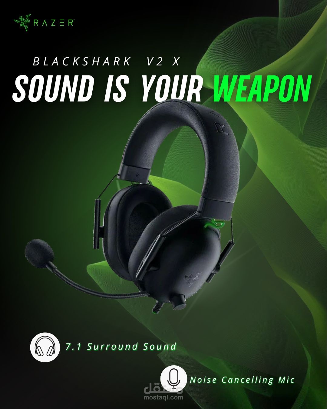 إعلان منتج — سماعة Razer BlackShark V2 X
