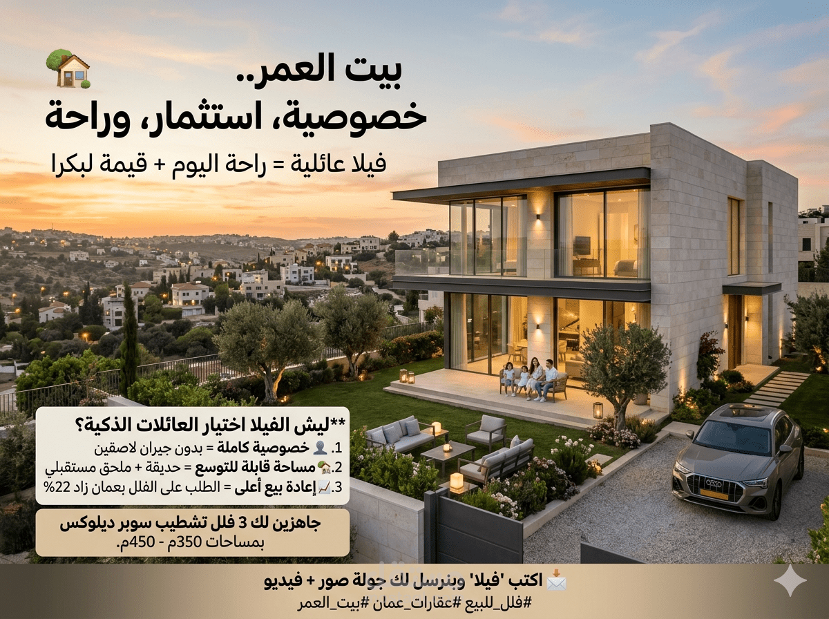 تصميم + محتوى تسويقي لفلل عائلية فاخرة - عمان