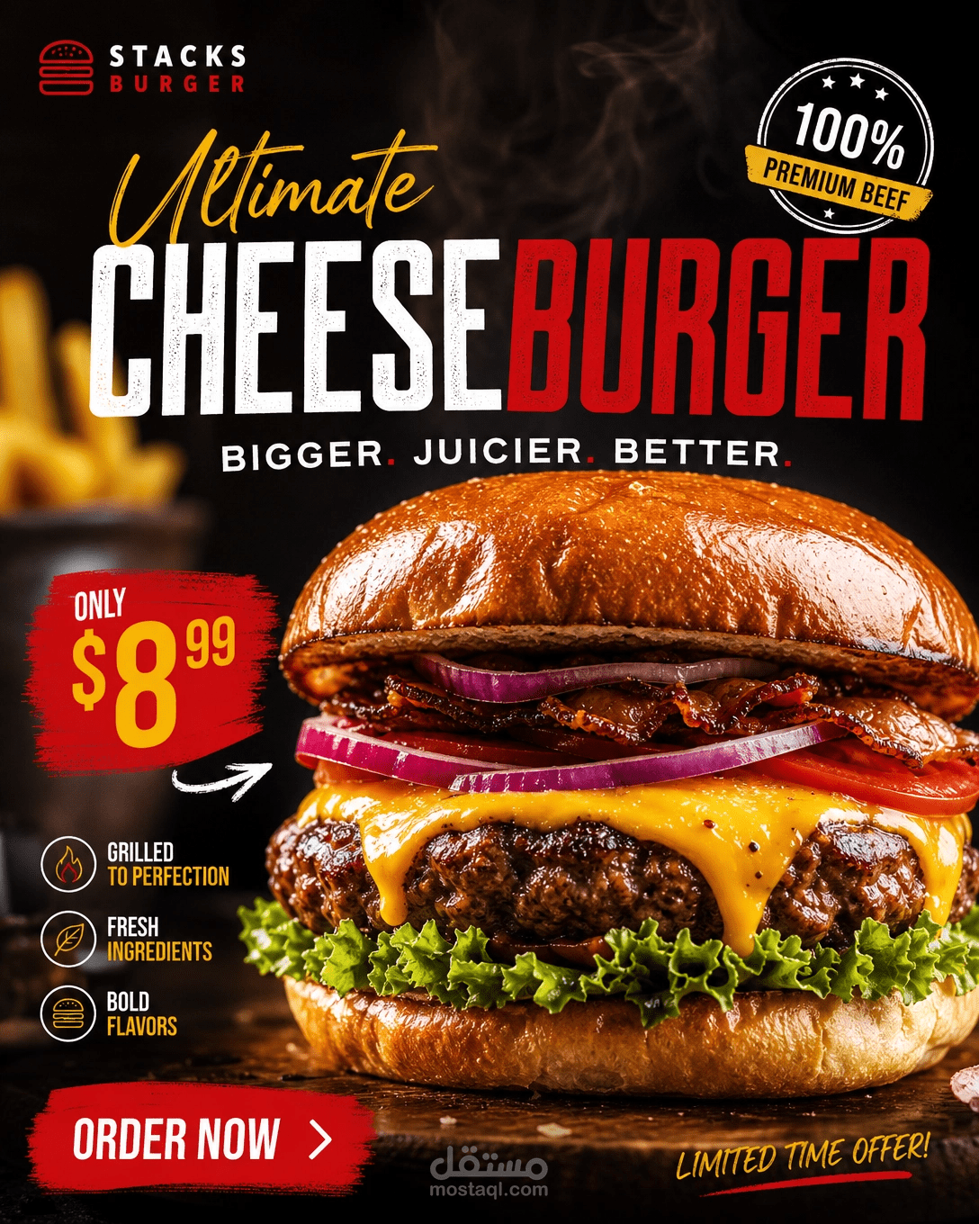 مشروع إعلان مطعم احترافي (Food Advertisement Design)