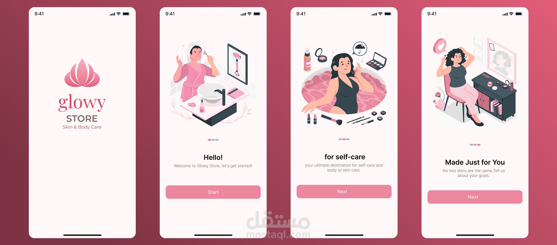 تصميم UIUX ل ابلكيشن glowy Store للمستحضرات التجميل