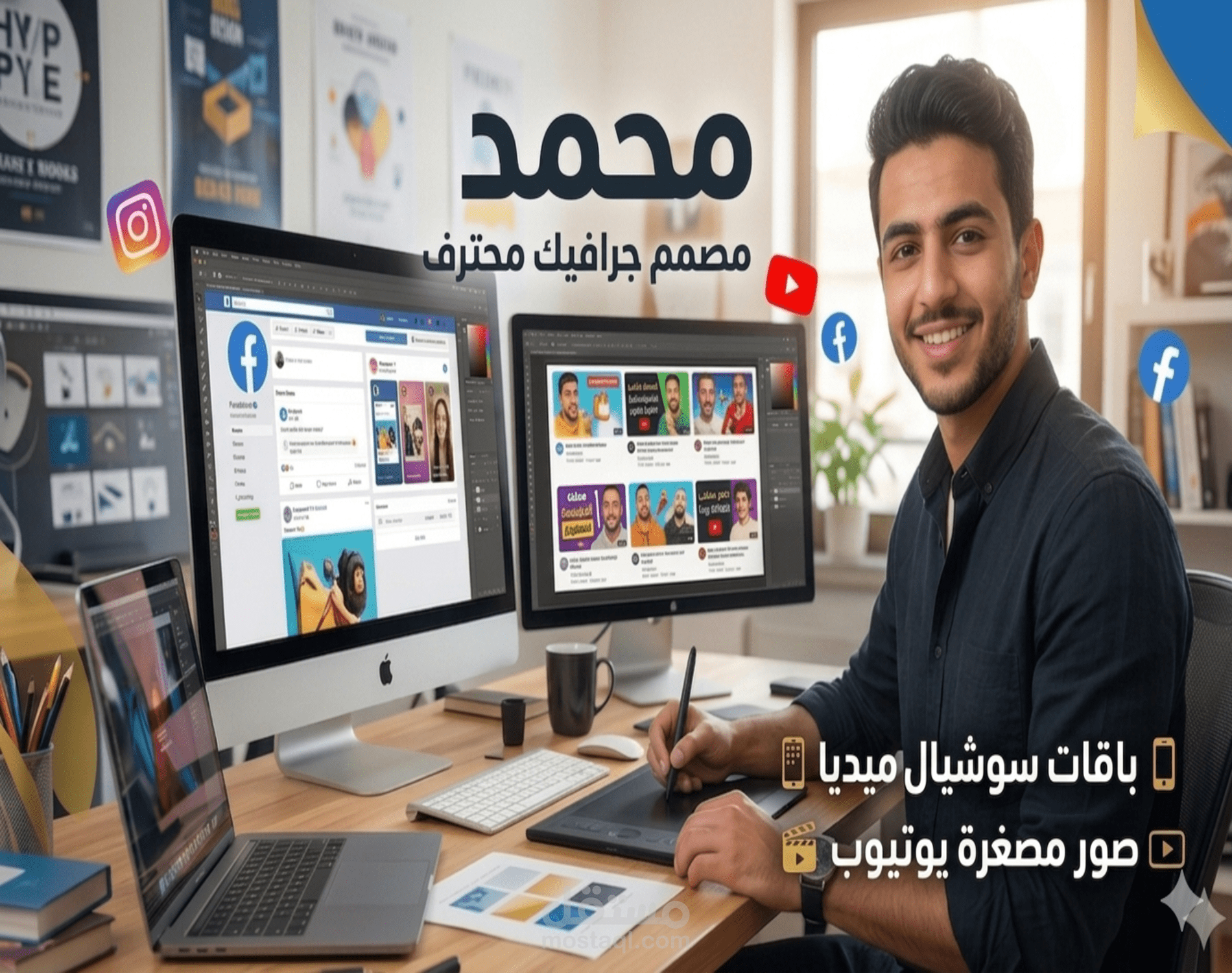 تصميم صورة مصغرة لقناة جيمنج الوصف: تصميم احترافي بألوان أحمر وأسود وخط Bold. الهدف منه جذب الانتباه وزيادة الضغطات. اتنفذ في يوم واحد.