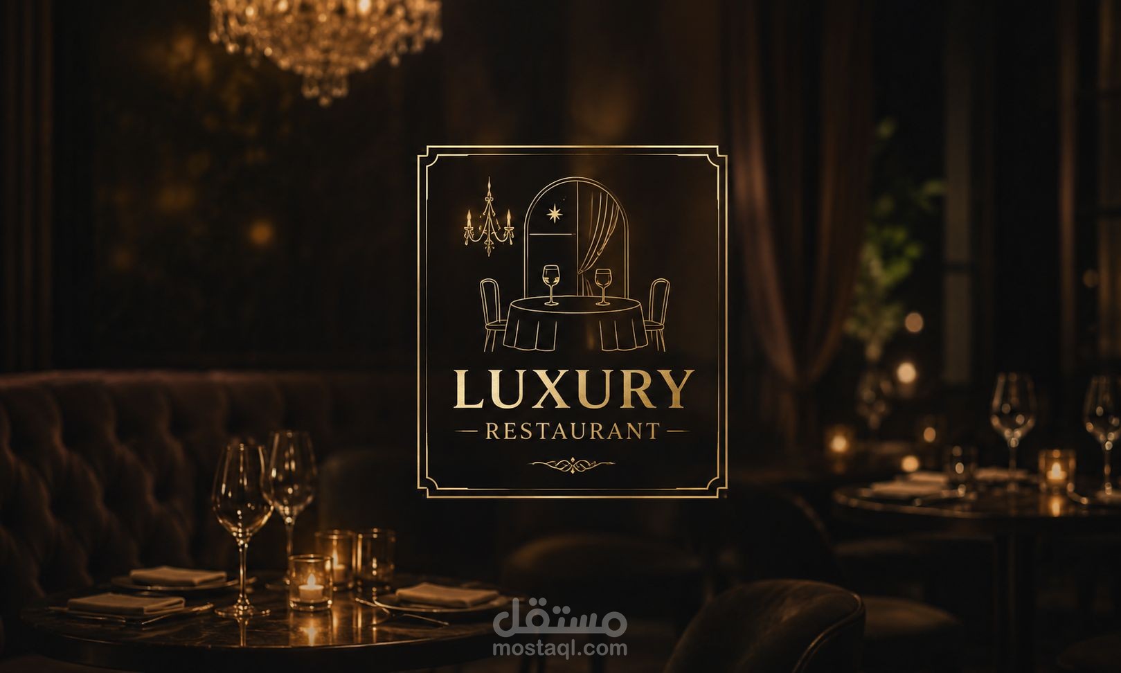تصميم هوية بصرية لمطعم فاخر بإسم Luxury Restaurant