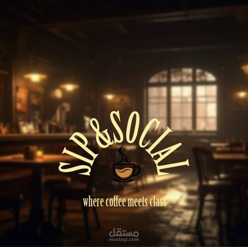 تصميم عبارة عن هوية بصرية لمقهى يحمل اسم Sip & Social .