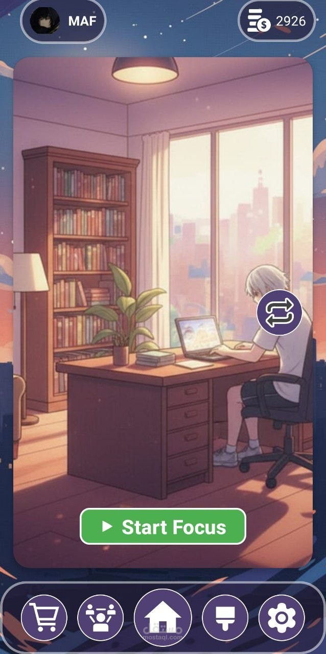 تطبيق Shadow Focus - منصة إنتاجية بتصميم أنمي وسوشيال ميديا للدراسة