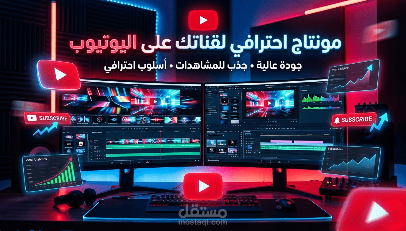 مونتاج احترافي لفيديوهات اليوتيوب يجذب المشاهدات