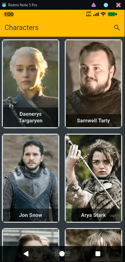Game of Thrones Characters App