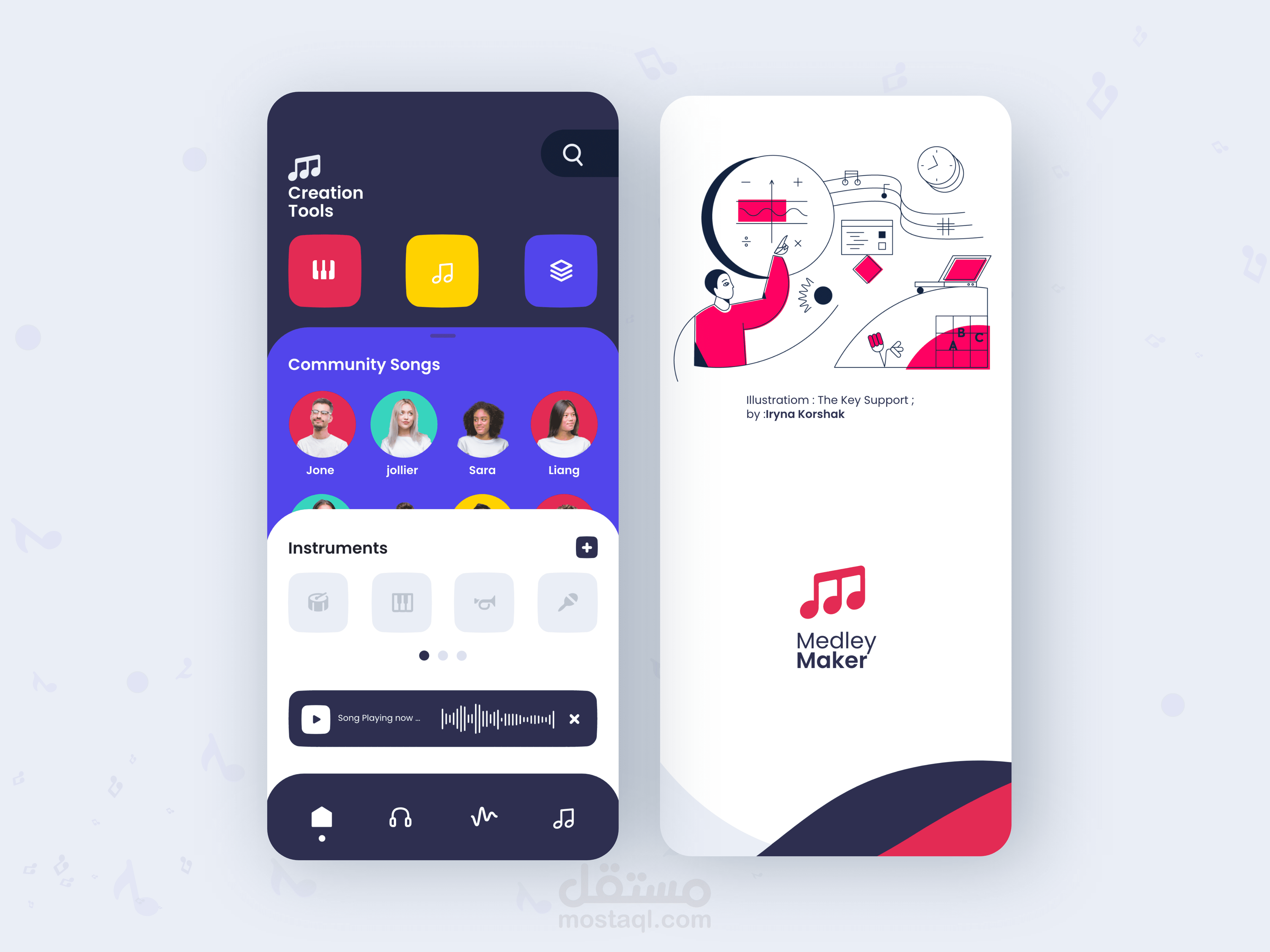 تصميم واجهات تطبيق موسيقي UI UX design