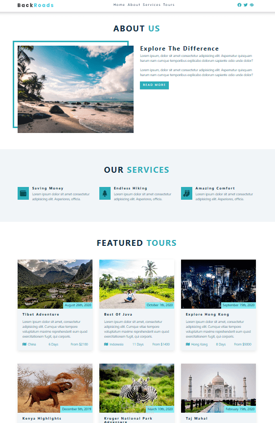 Backroads Landing Page