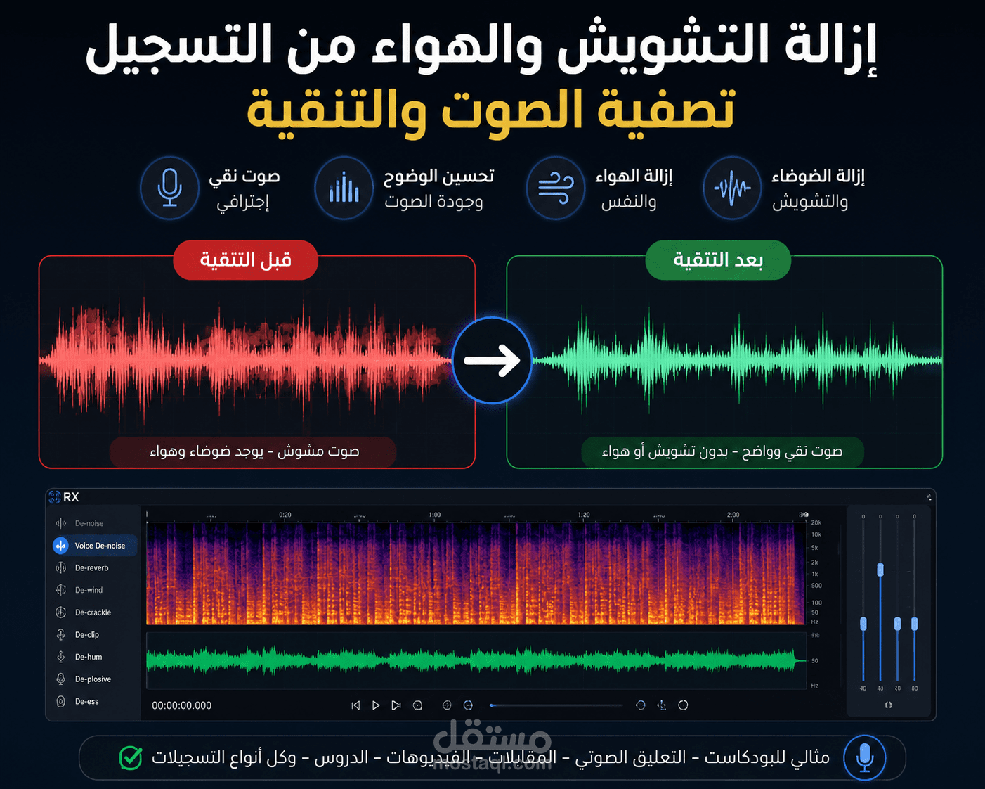 تصفية وتنقية الصوت قبل وبعد