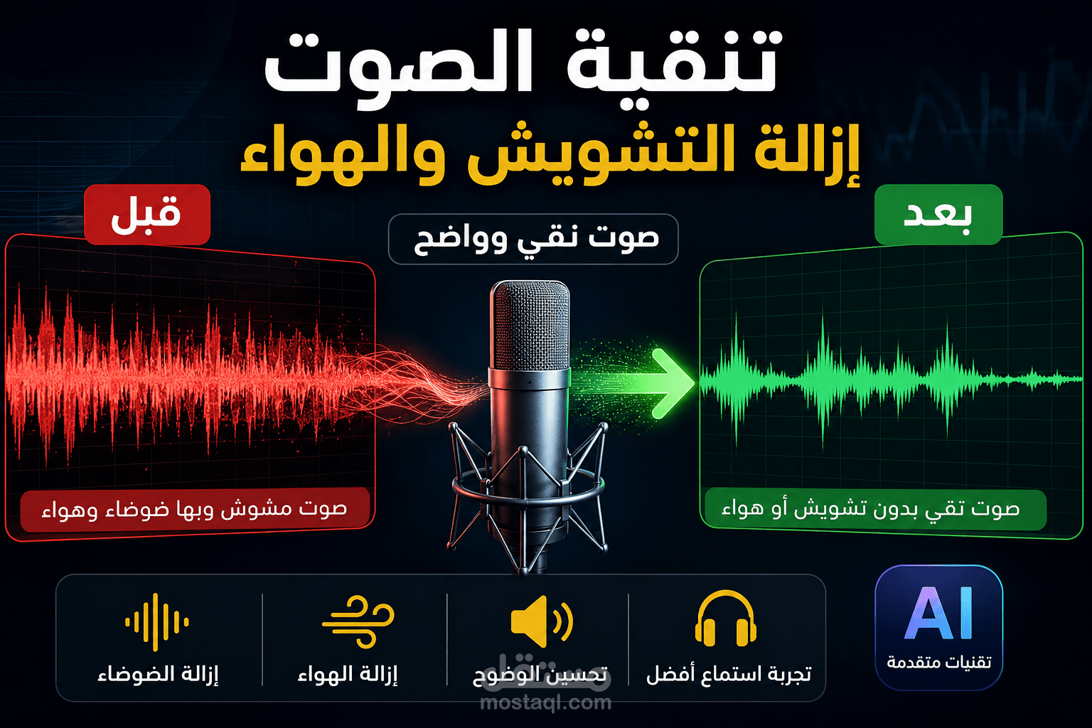 تعديل صوت تراك كان متسجل فيه ضوضاء و noise و تشويش