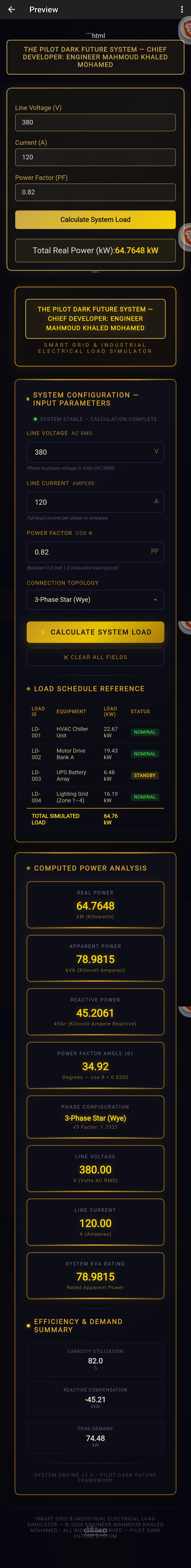 Industrial Smart Grid Simulator & Electrical Load Analytics Engine