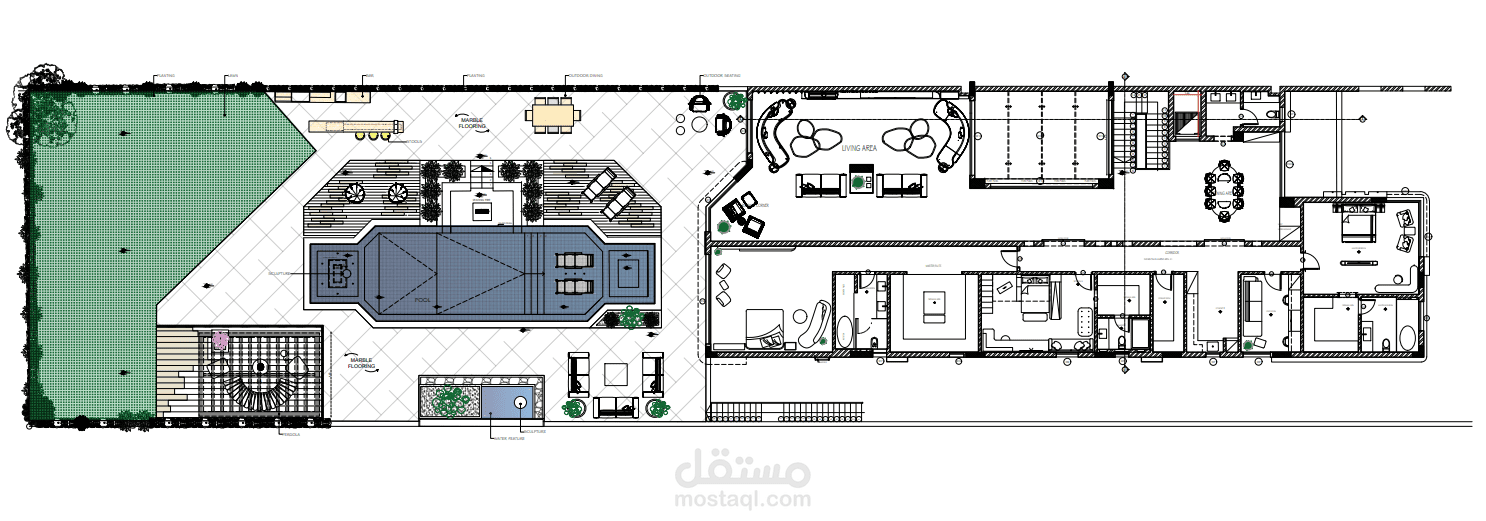 2D Architectural Floor Plans with Furniture Layout using AutoCAD-المخططات المعماريه مع توزيع الاثاث