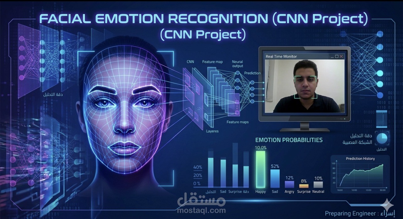 تصميم مشروع cnn facial emotions recognition