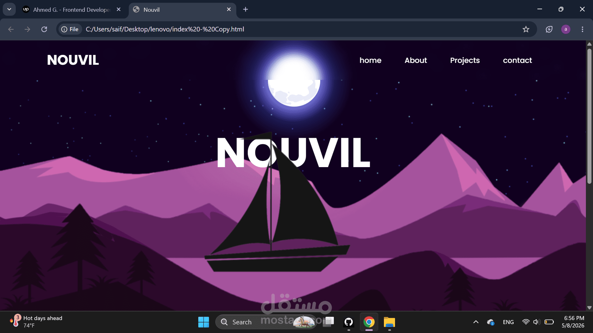 animated portfolio website