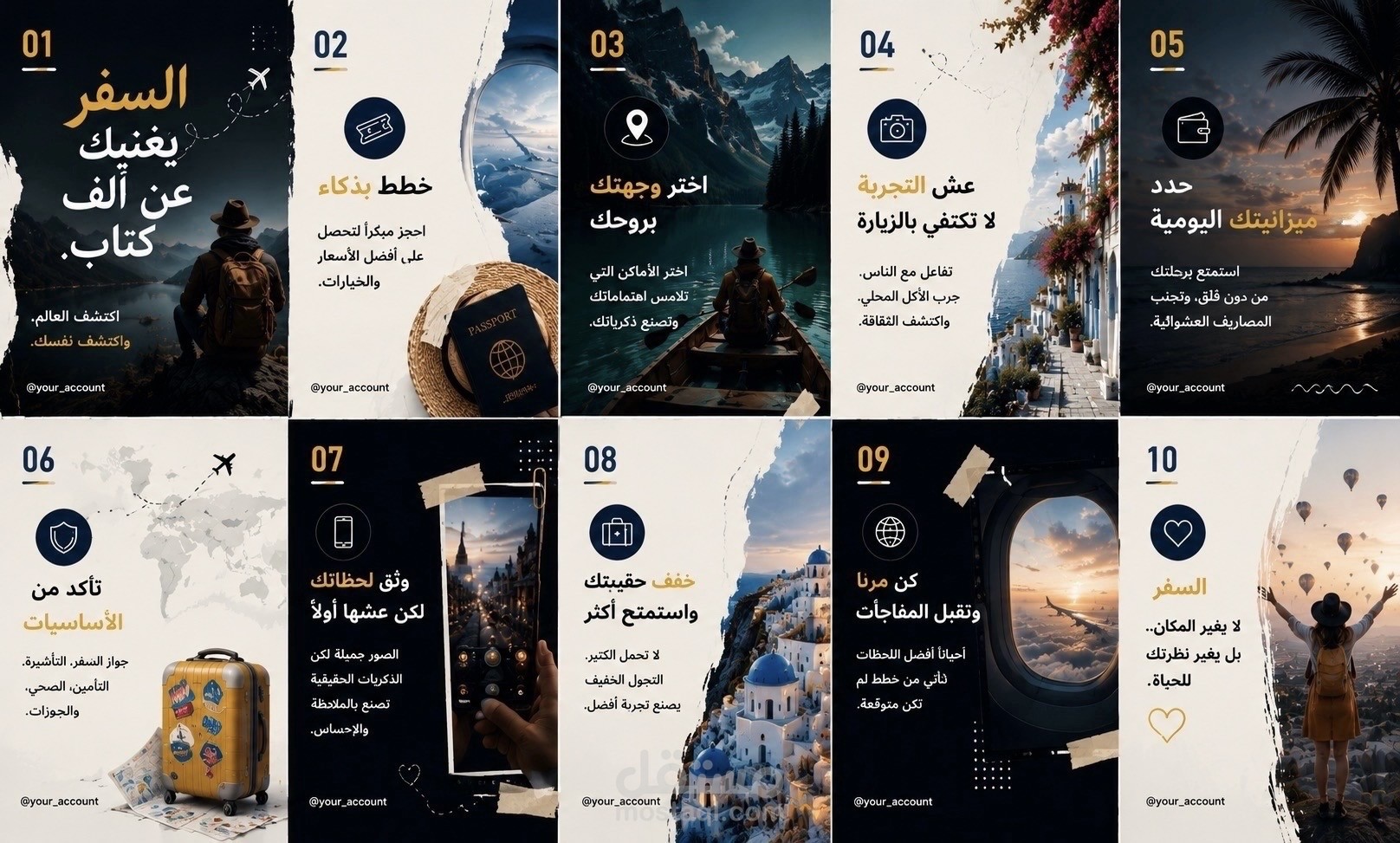 تصميم كاروسيل احترافي عن السفر والسياحة للسوشيال ميديا