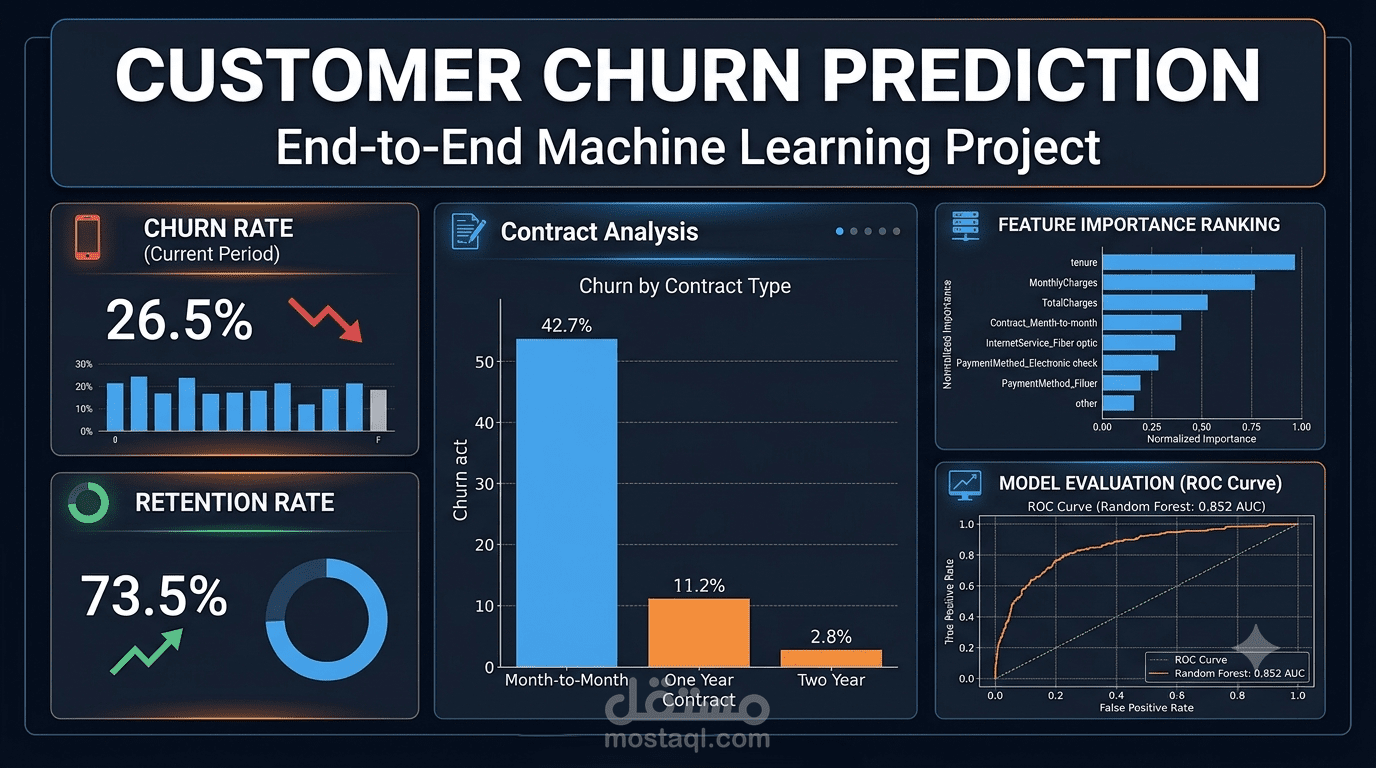 تحليل والتنبؤ بفقدان العملاء (Customer Churn Prediction)