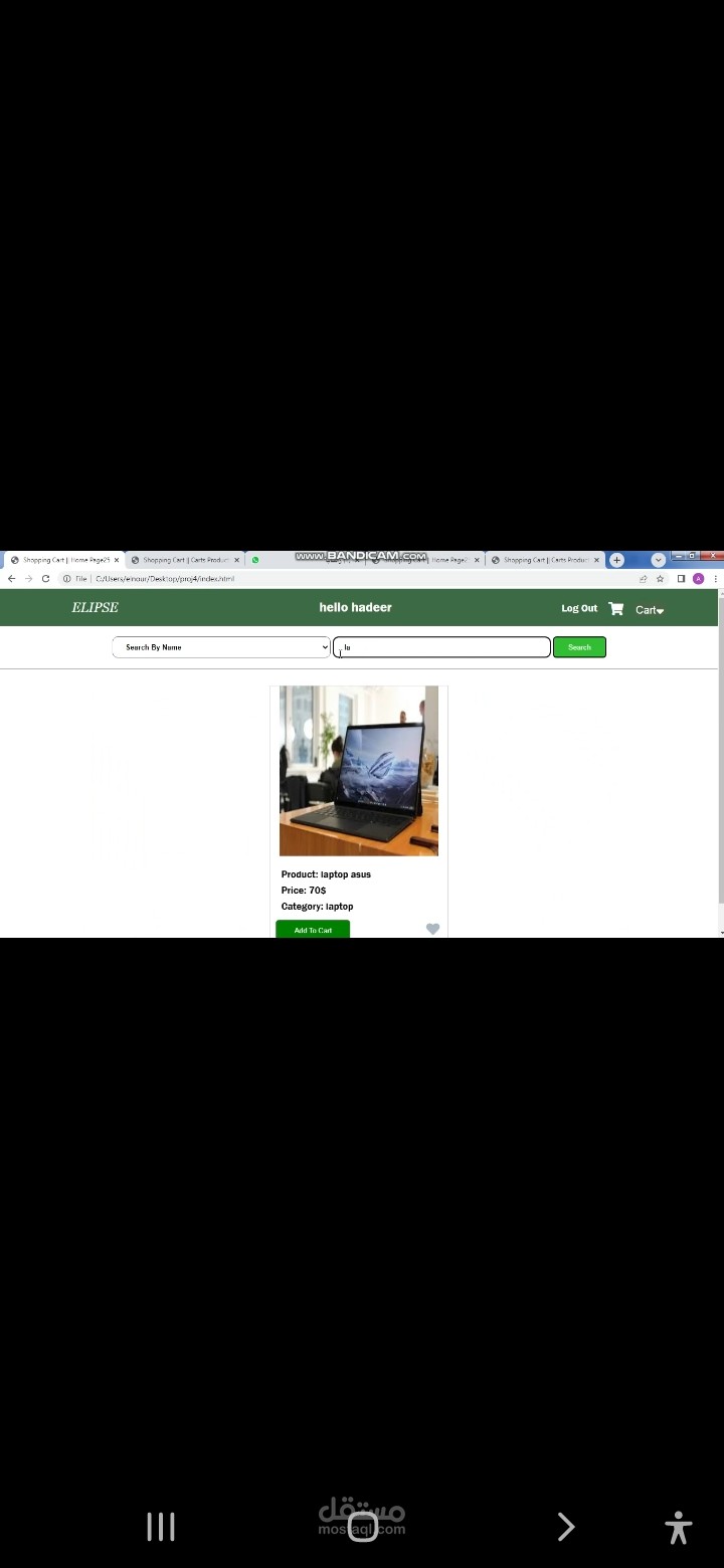 Shopping Cart Website with Product Search using HTML, CSS & JavaScript