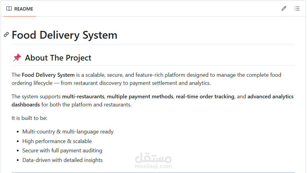 تصميم وبناء نظام توصيل طعام متكامل — System Design & Backend Architecture