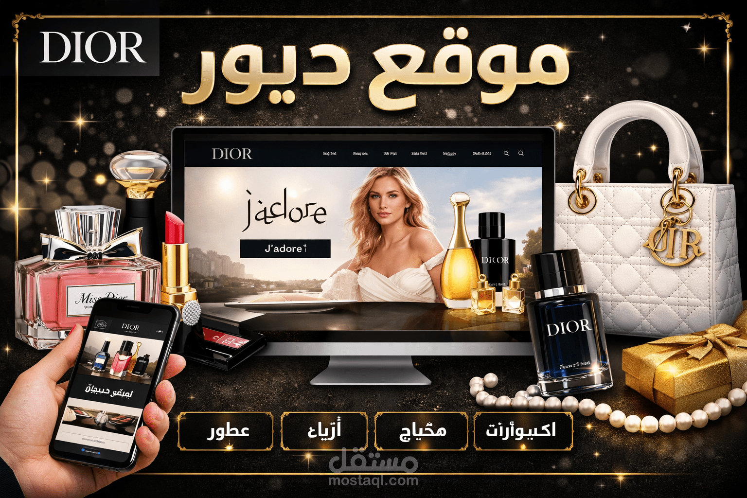 موقع شبيه لموقع Dior لبيع الملابس و التسويق الرجالي والنسائي