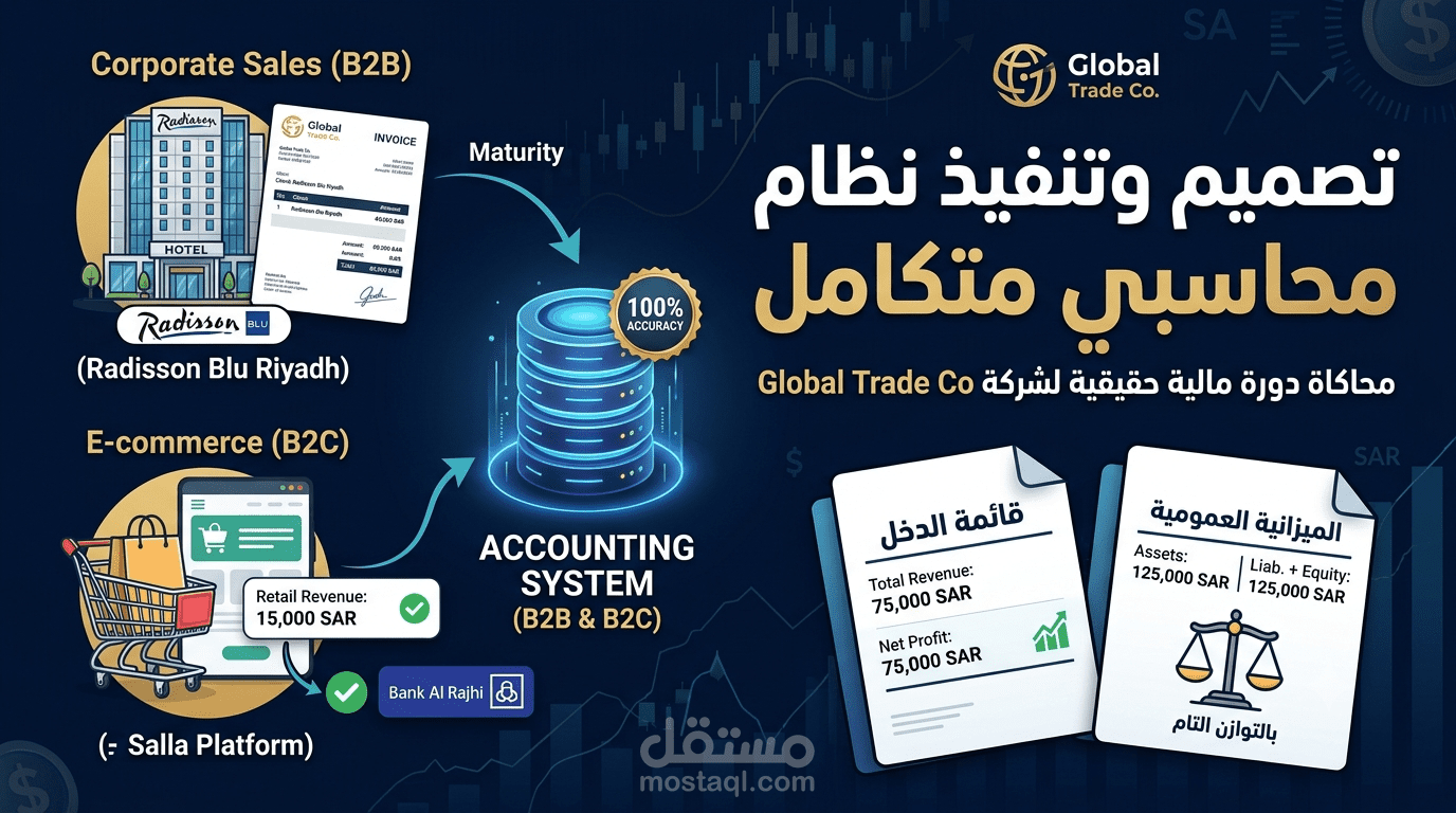 محاكاة دورة محاسبية متكاملة لشركة تجارة رقمية وتوريدات (B2B & B2C) على نظام Odoo ERP