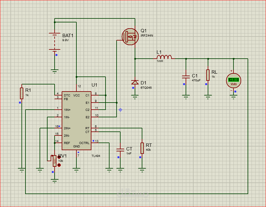 مشروع خافض الجهد (Buck Converter ) مع تحكم في الجهد الخارج