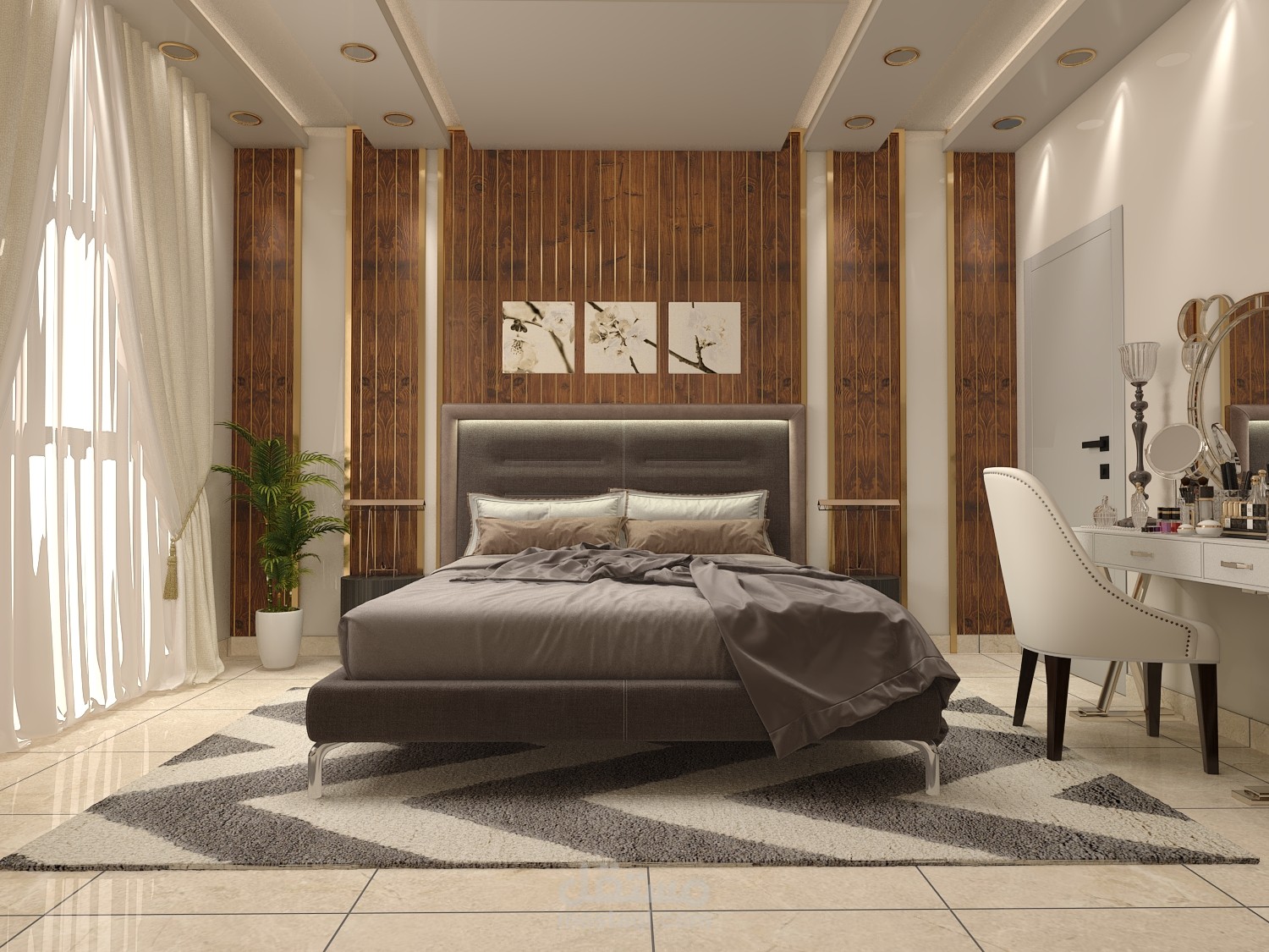 تصميم غرفة نوم مودرن بلمسات فاخرة