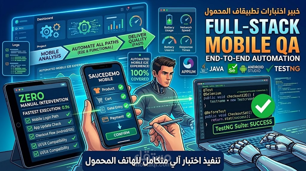 تنفيذ اختبار شامل ومؤتمت لتطبيق هاتف محمول (Mobile App Testing) بنظام Android