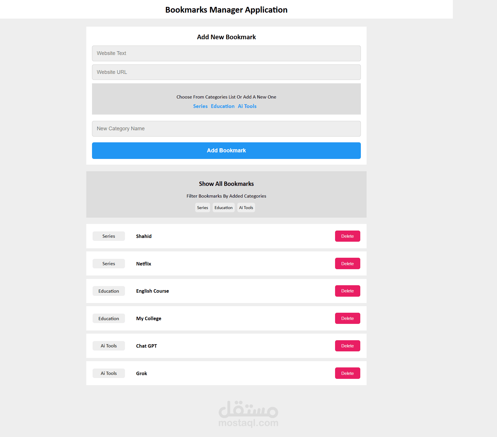 Bookmarks Manager