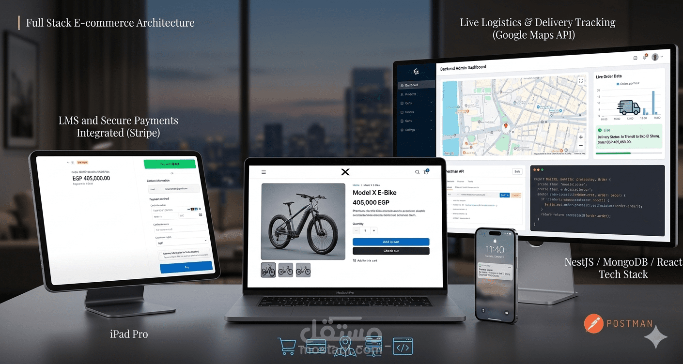 نظام متكامل للتجارة الإلكترونية (NestJS & Google Maps Integration)
