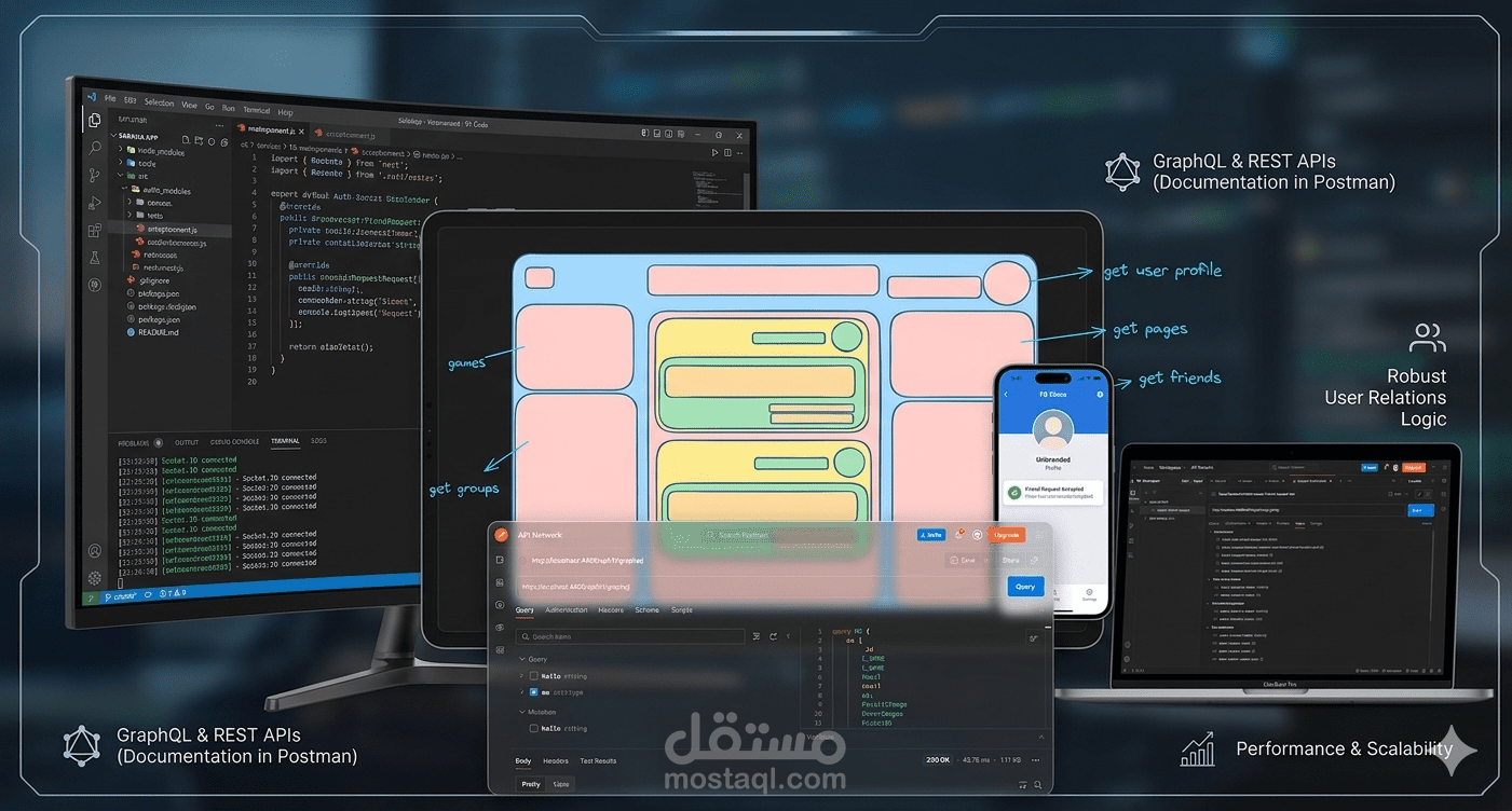 محاكاة منصة فيسبوك متكاملة | Facebook Clone Backend (GraphQL & Real-time)