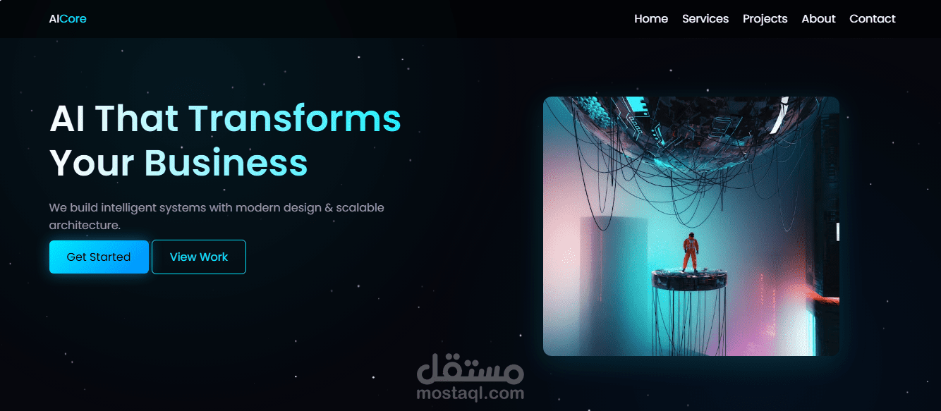 تصميم صفحة هبوط تقنية متطورة | Futuristic Tech Portfolio